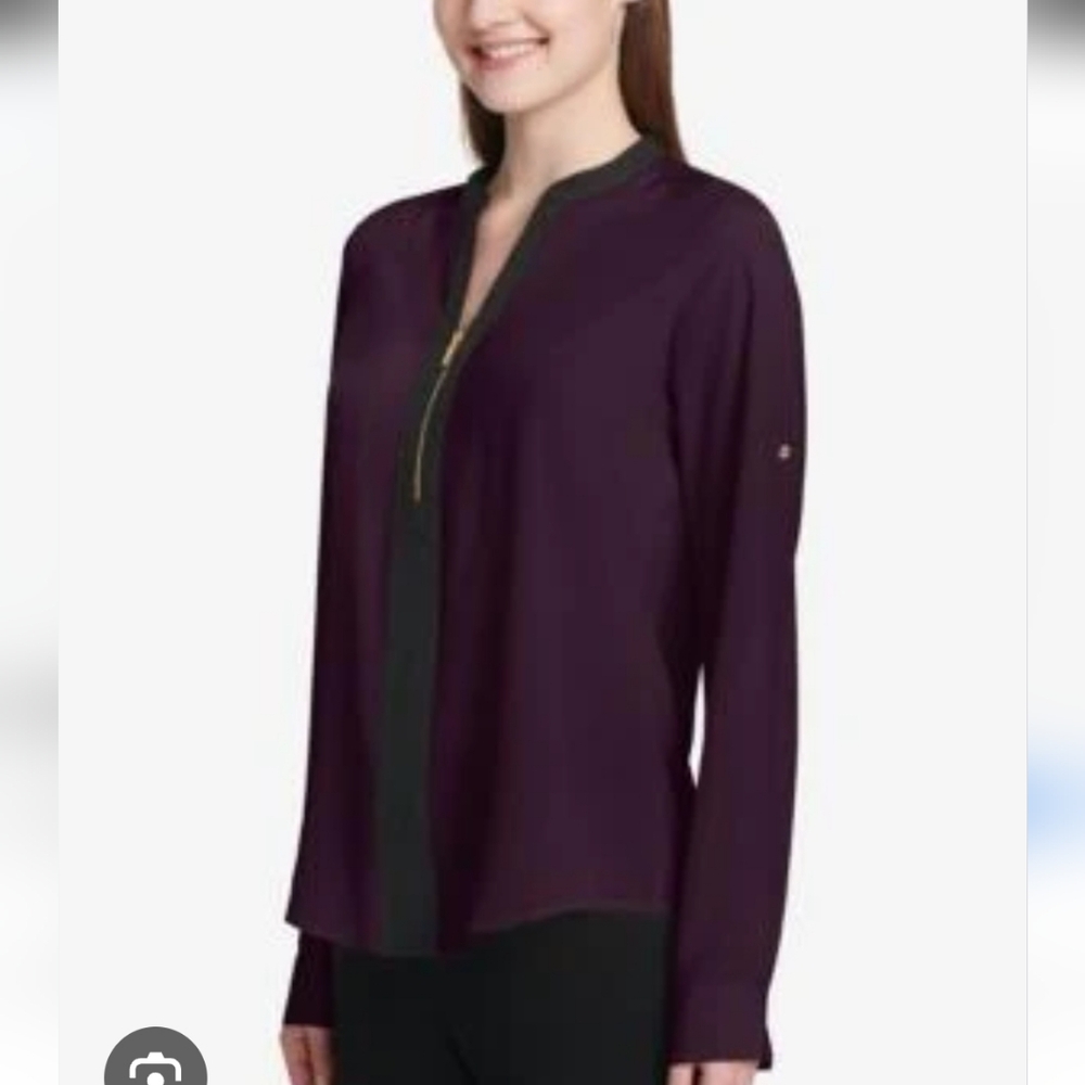 Calvin Klein Deep Purple Long Sleeve Blouse Size S